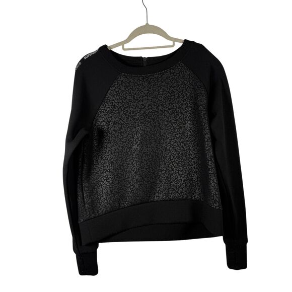 Superdry Sport Black Leopard Sweatshirt Yoga Casual Gym Lounge Womens US 8 UK 12 - Picture 2 of 8